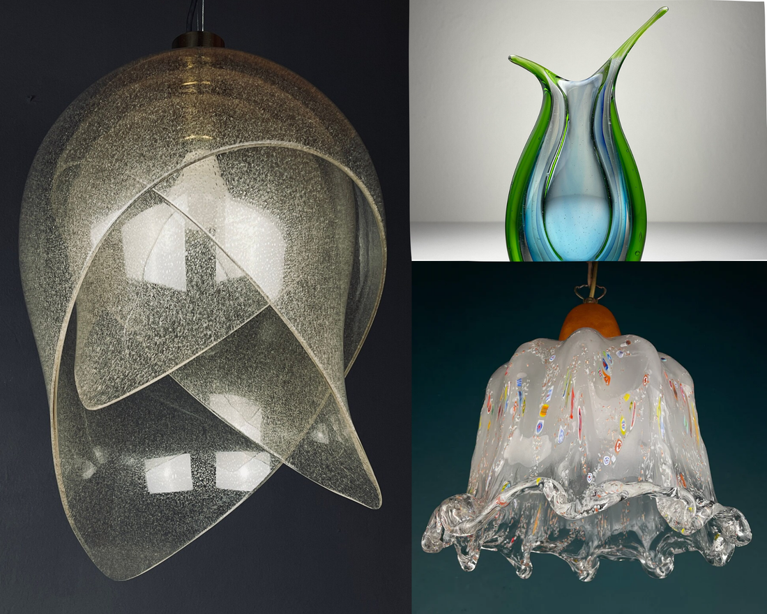 Collage of items made of murano glass