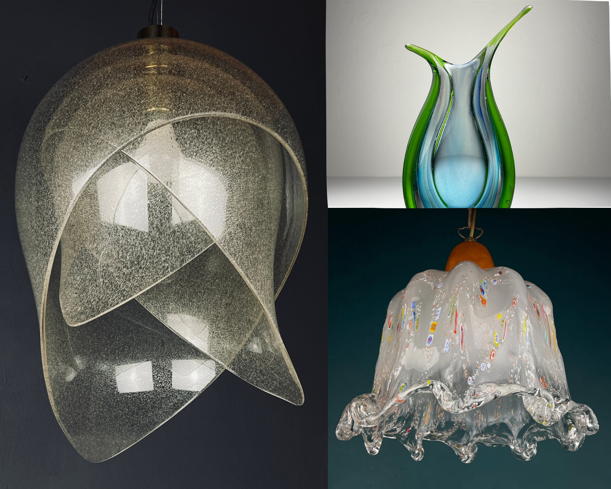 Collage of items made of murano glass