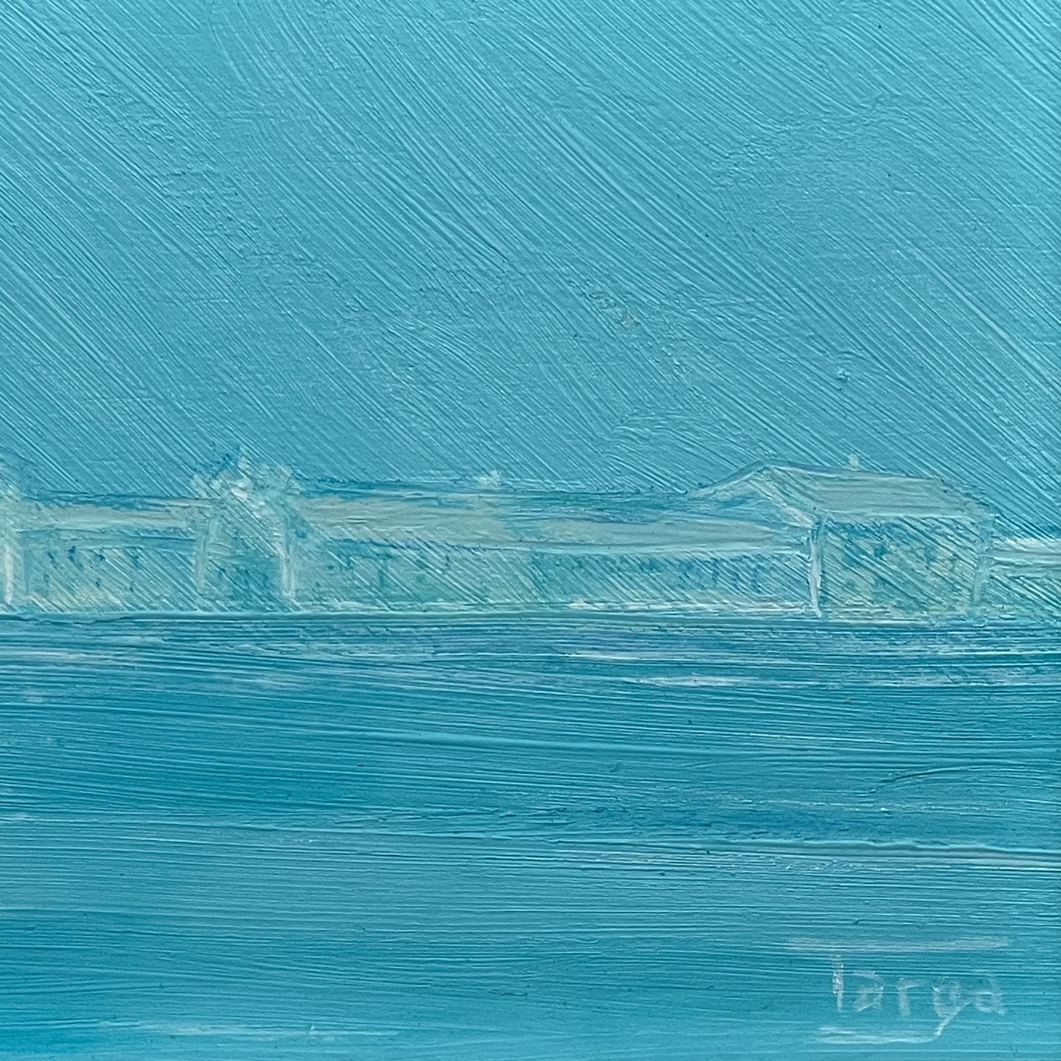 Luigi Targa, Venetian lagoon in the heavenly glare, Padua, Italy 1970s, Oil on Canvas, Framed