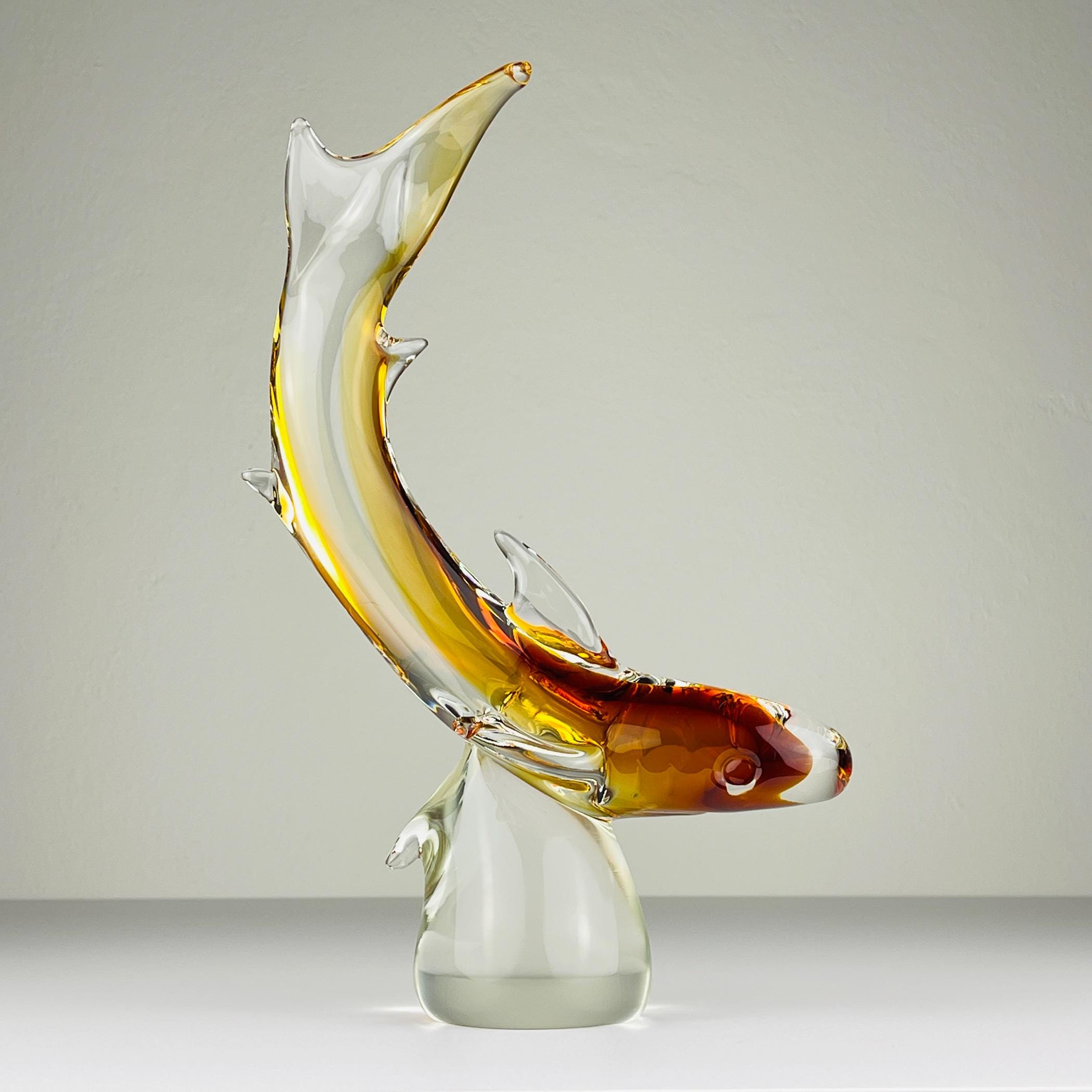 Original murano sculpture Shark by Michele Rossetto, Italy 1979