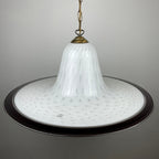 Vintage White Murano Glass Pendant Lamp: Mid-Century Italian Lighting