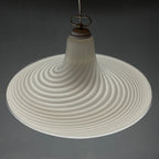 Vintage Murano Glass Pendant Lamp: Swirl White Mid-Century Lighting