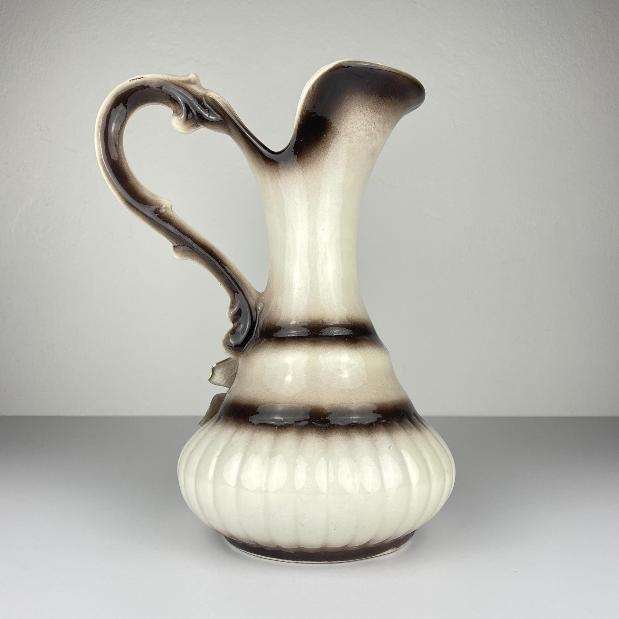 Vintage Capodimonte Ceramic Pitcher, Mid 20th Century, Italian home decor