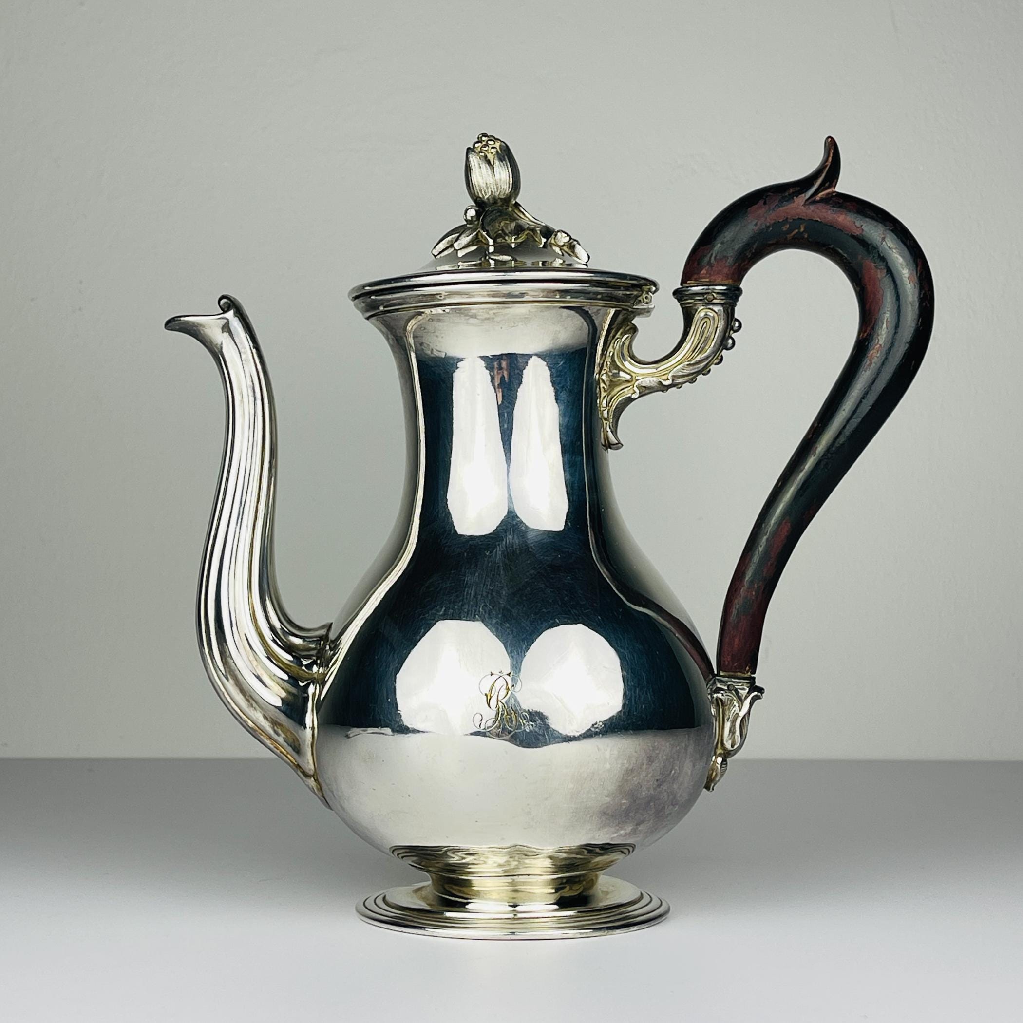 Antique silver plated coffee pot by Christofle, France, 19th century, Vintage home decor