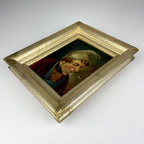 Antique painting Portrait "Man in a nightcap with a pipe" by G. Schill, canvas, oil, 1930s