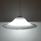 XL Mid-century white murano glass pendant lamp Italy 1970s Retro lighting Space age