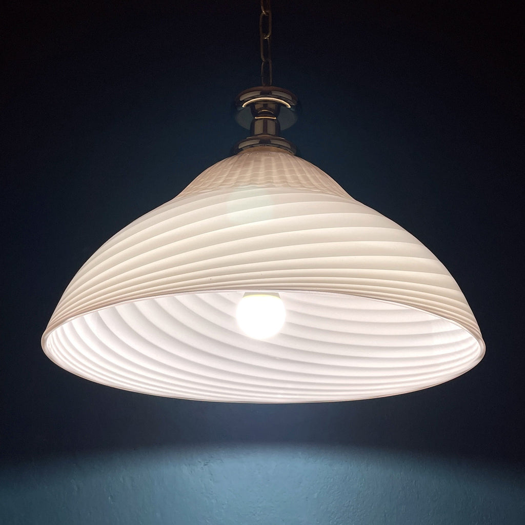 Vintage Murano Glass Pendant Lamp: Swirl Italian Lighting, 1970s