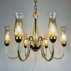Vintage amber murano chandelier De Majo Italy 1970s Mid-century italian chandelier 6 bulbs