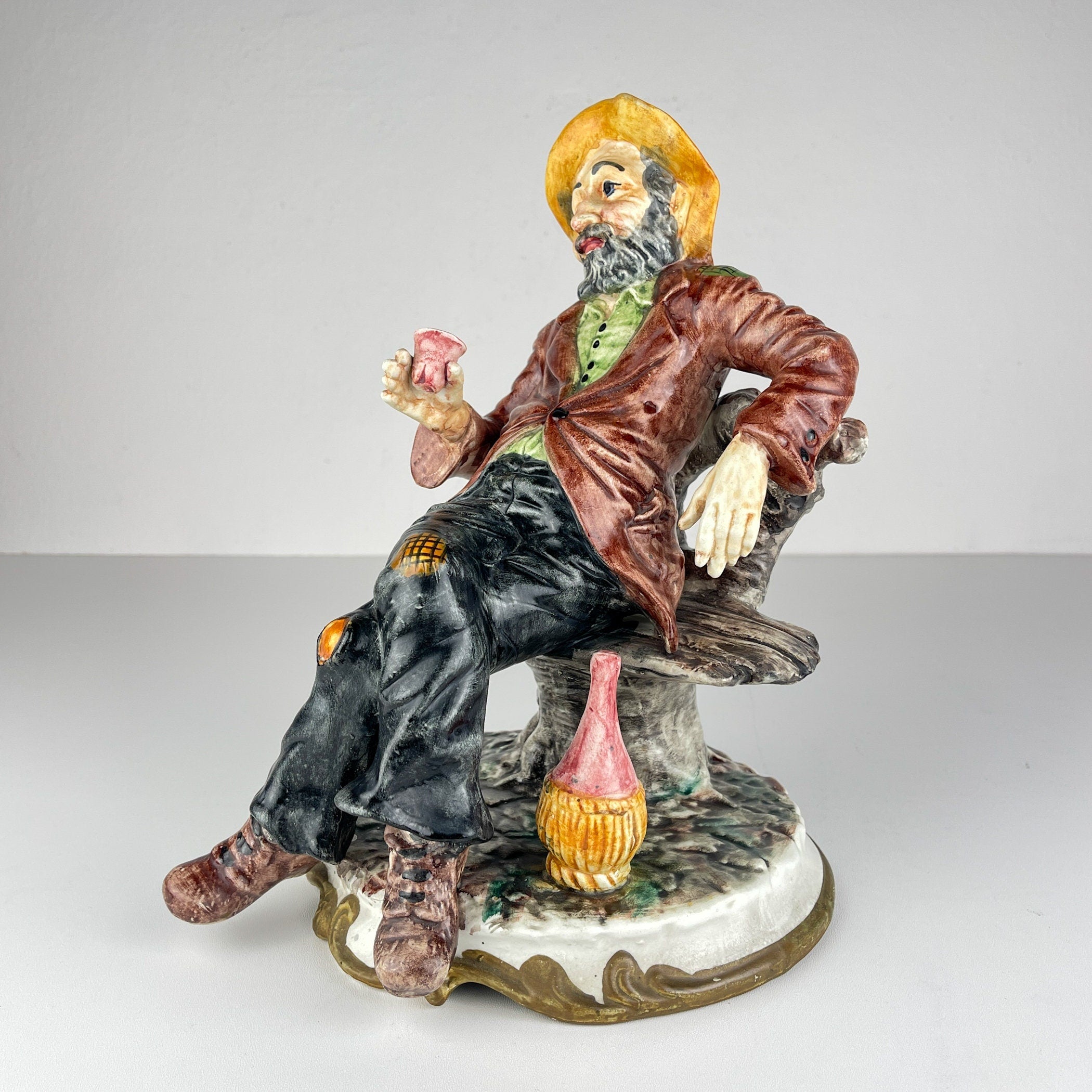 Vintage original ceramic sculpture Old Man by Bassano, Italy 1974, Vintage home decor