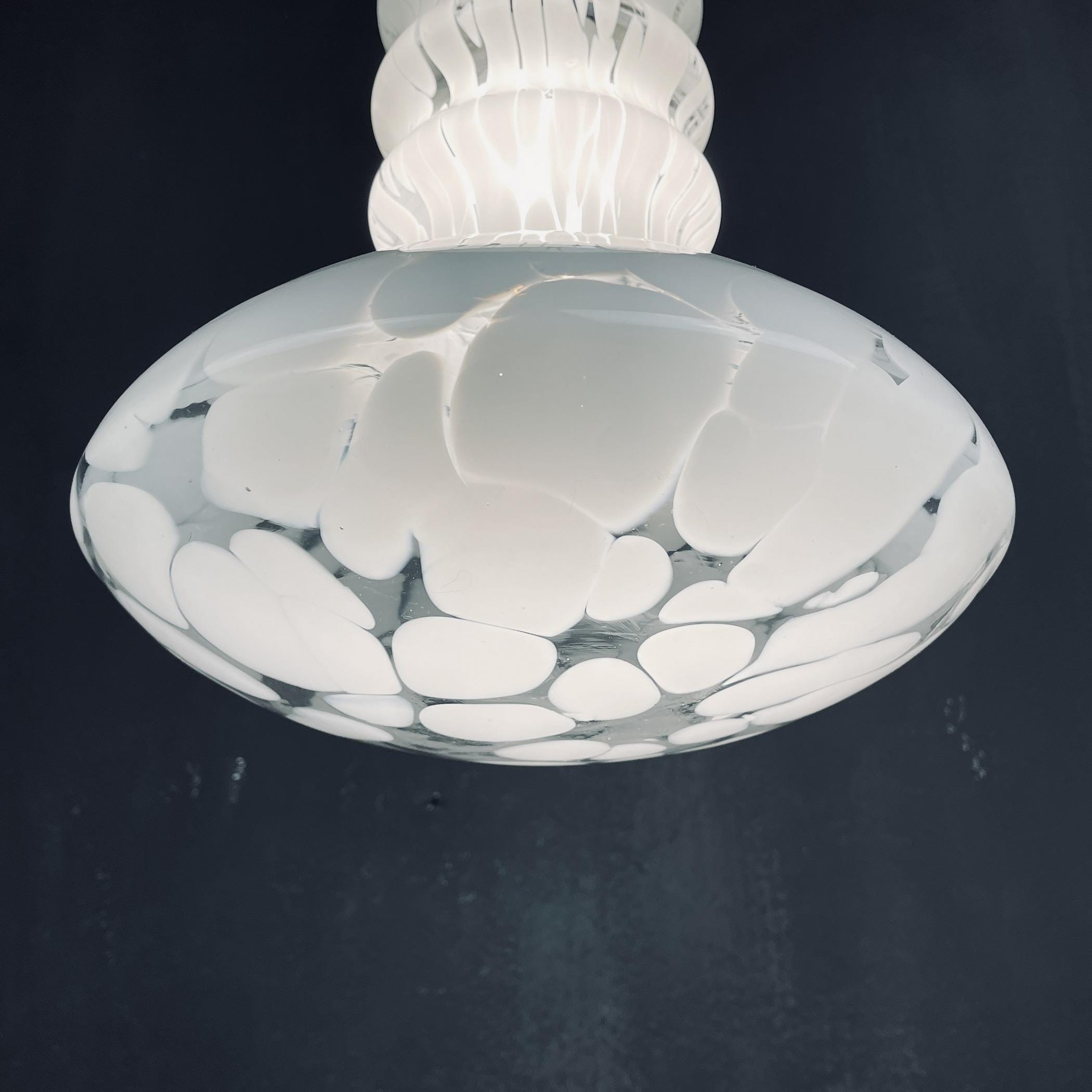 White murano pendant lamp by Carlo Nason for Mazzega, Italy 1960s