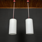 Mid-century opalin glass pendant lamp Italy 1960s Set of 2 Industrial italian lighting