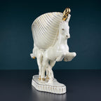 Antique ceramic vase Horses by Egisto Fantechi Maioliche Ceramic, Sesto Fiorentino, Italy, 1940s
