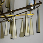 Large Sculptural Italian Mid-Century Chandelier in Brass and Glass, Italy 1950s