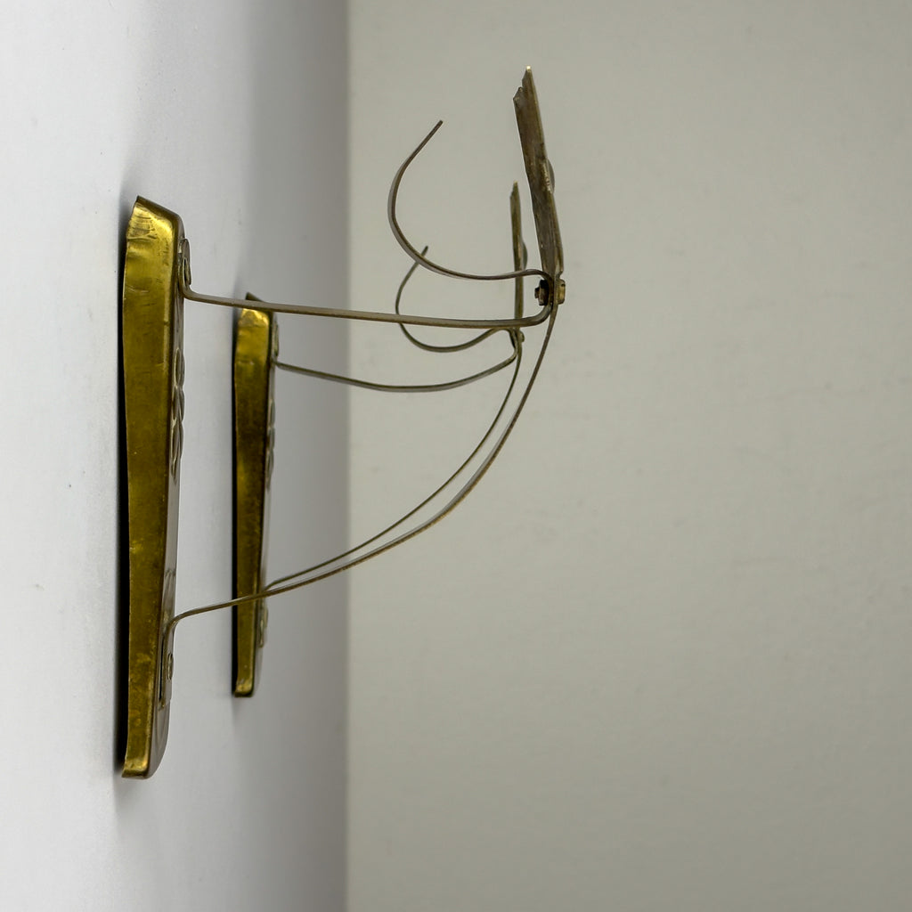 Antique Art Nouveau Brass Curtain Rod Brackets, Set of 2, Austria 1900s