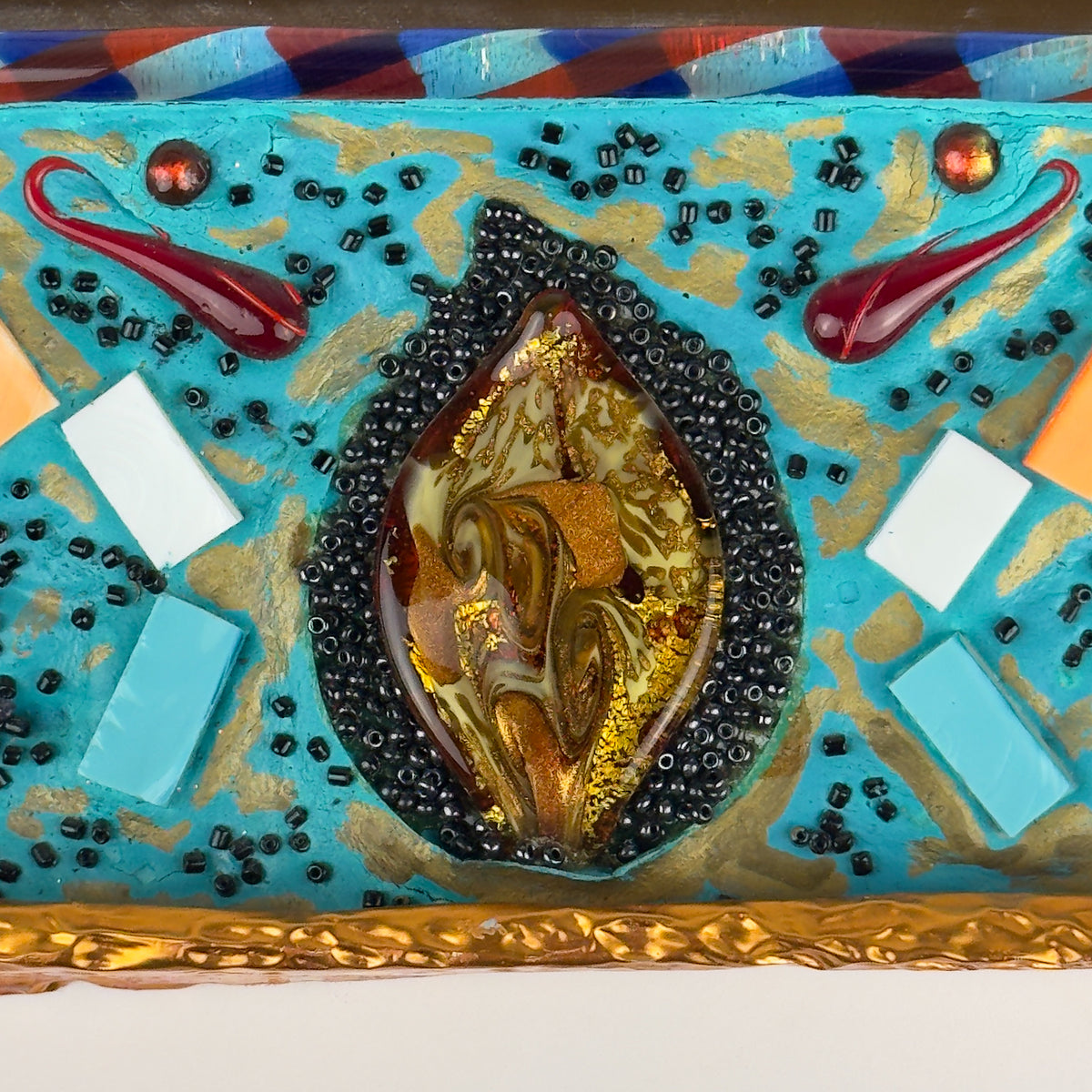 Mid-Century Murano Glass Mosaic Mirror by Zane Luigina "Fantasy Glass", Italy, 1990s