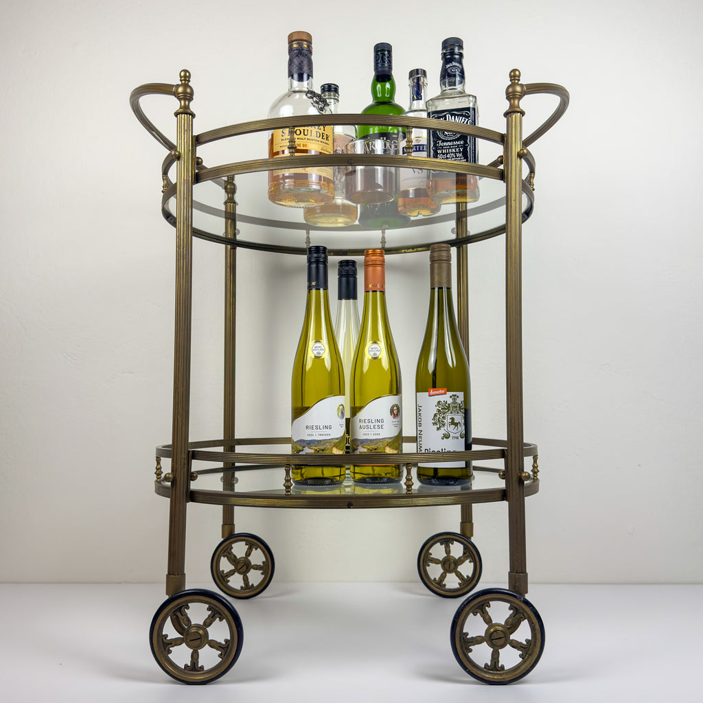 Vintage brass bar cart, France 1950s