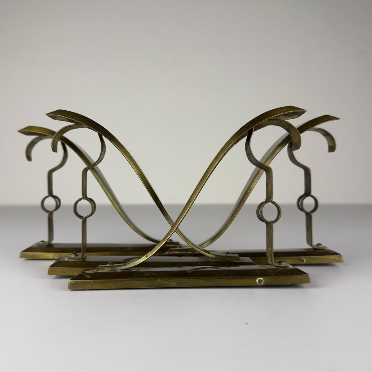 Antique Art Nouveau Brass Curtain Rod Brackets, Set of 4, Austria 1900s