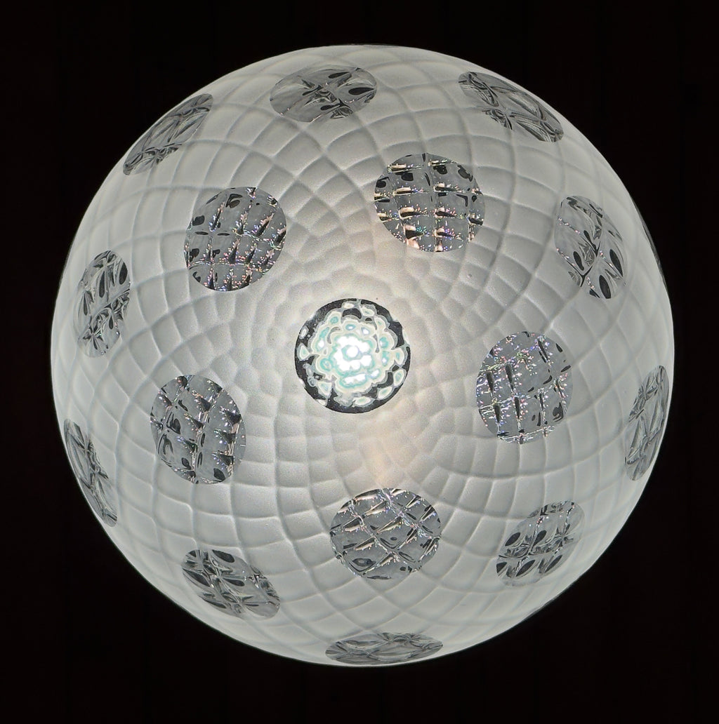 Vintage murano sphere ball pendant lamp Italy 1950s, Mid-century italian lighting