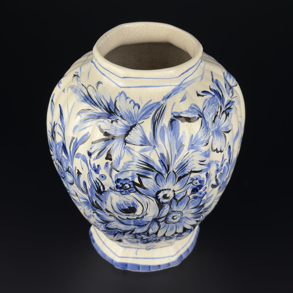 Vintage Blue Ceramic Vase by Bassano, Italy 1970s
