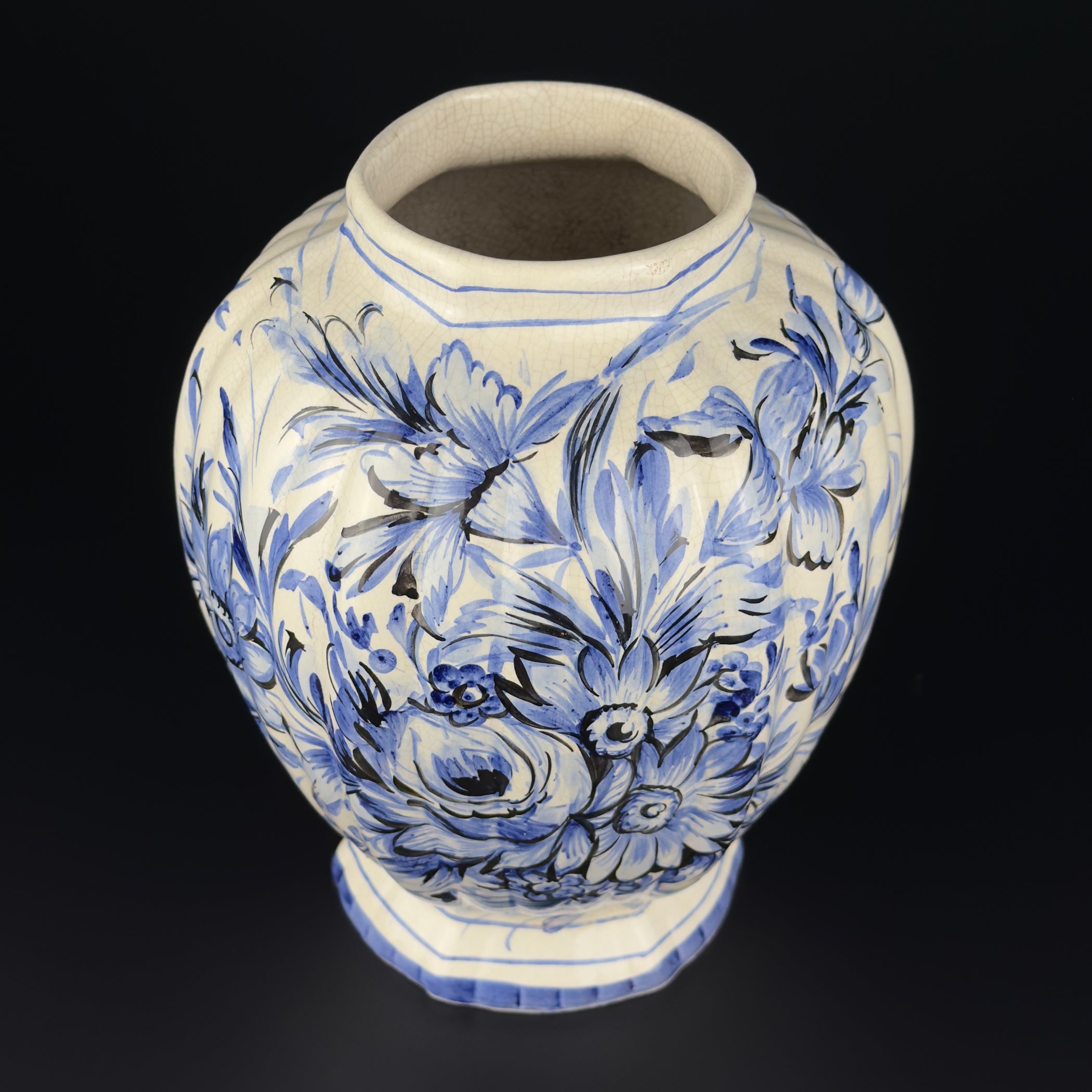 Vintage Blue Ceramic Vase by Bassano, Italy 1970s