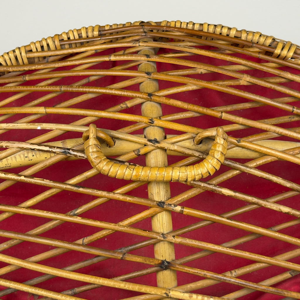 Vintage rattan basket, Italy 1950s