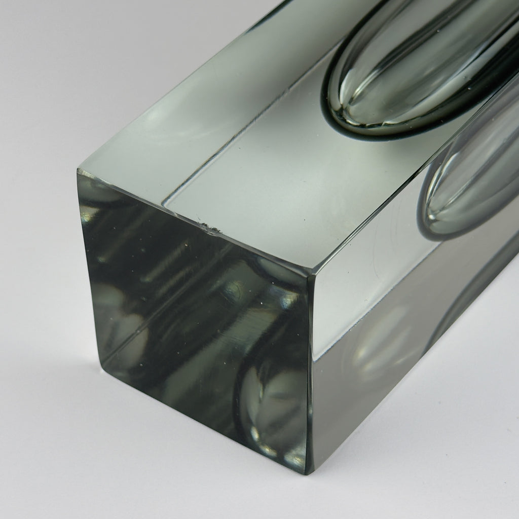 Sommerso gray Murano glass vase, style Flavio Poli, Italy 1970s