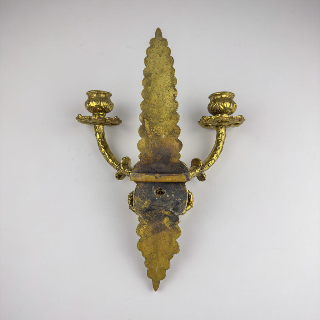 Antique Empire Bronze Wall Candle Sconce, Italy, Late 19th Century