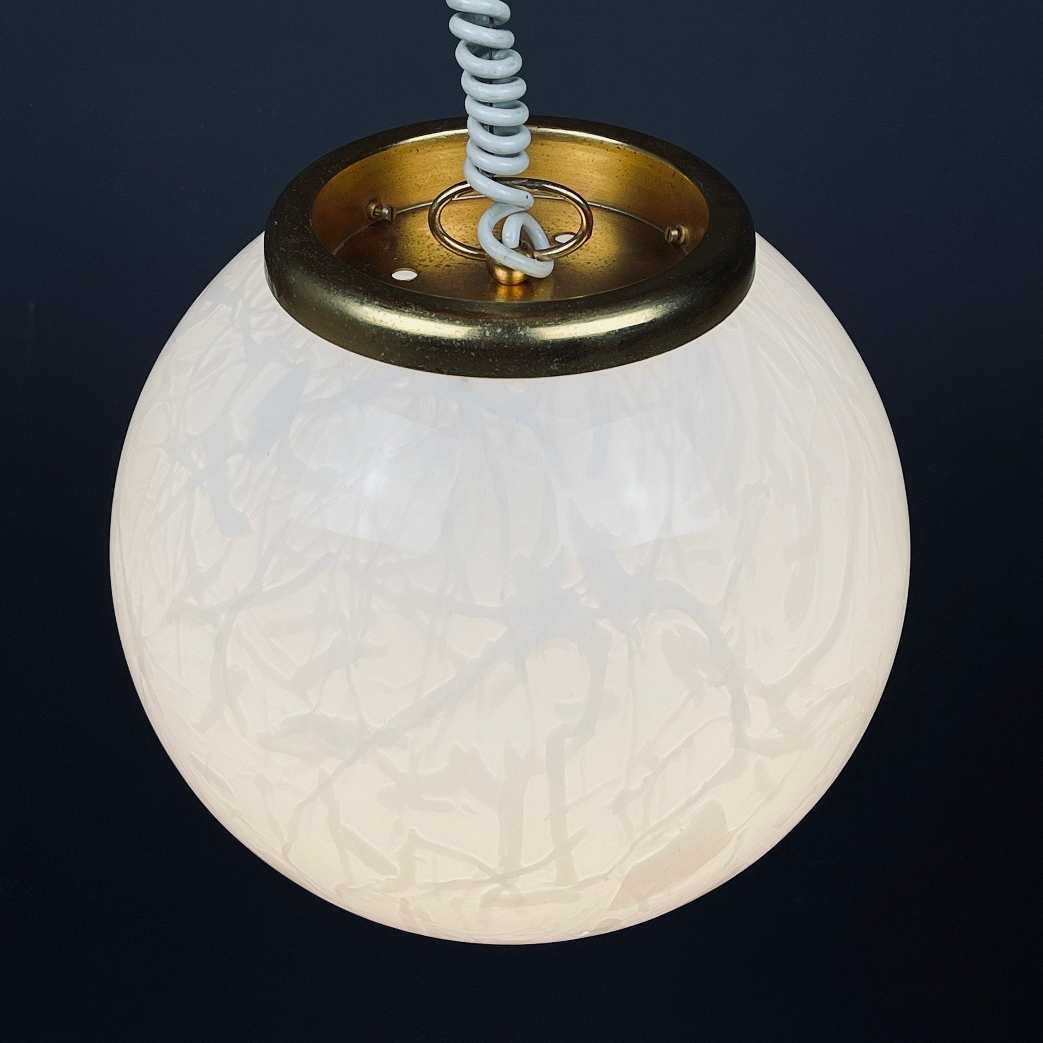 Classic white murano pendant lamp Italy 1970s Italian mid-century modern lighting