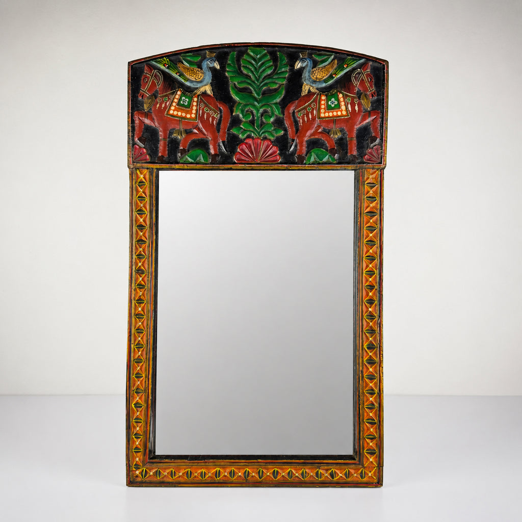 Vintage wooden wall mirror, India mid-20th century
