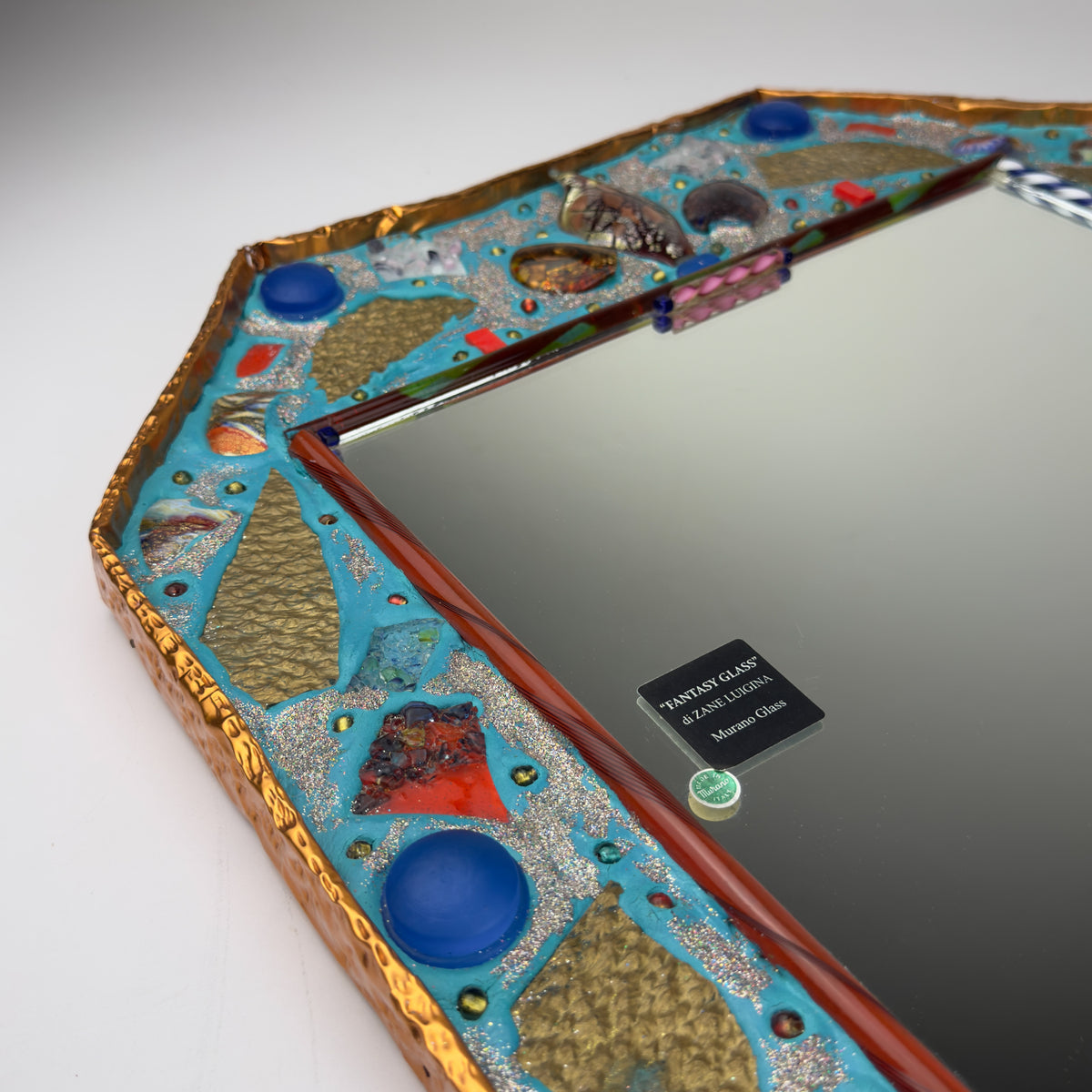 Mid-Century Murano Glass Mosaic Mirror by Zane Luigina "Fantasy Glass", Italy, 1990s