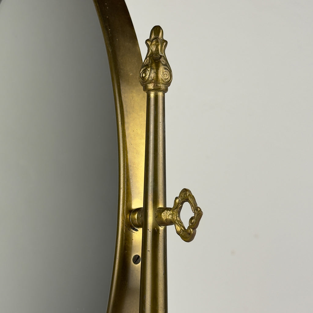 Vintage tabletop vanity mirror from brass, Italy, 1950s