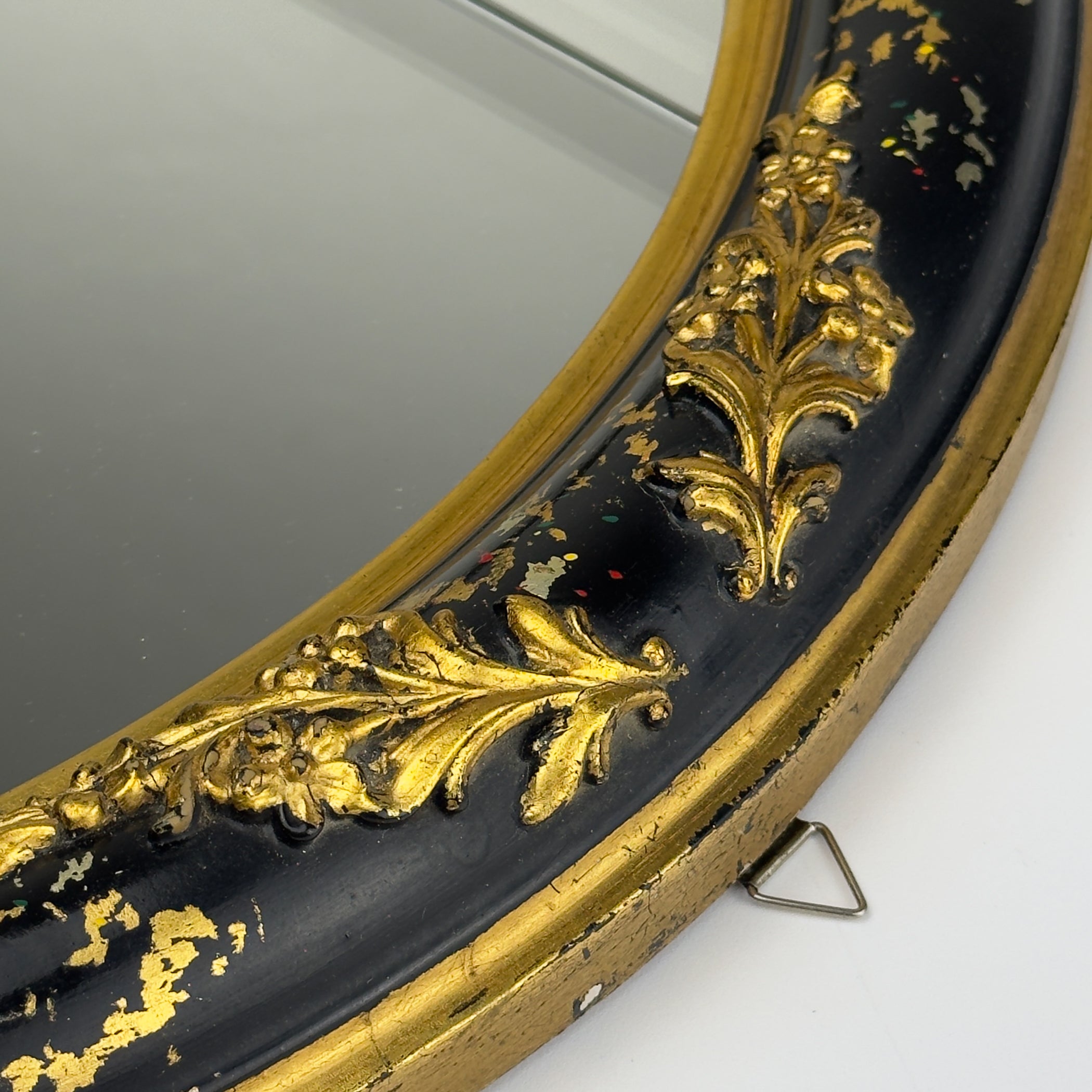 Vintage Venetian Chinoiserie Wall Mirror, Italy 1950s, Black and Gold Painted