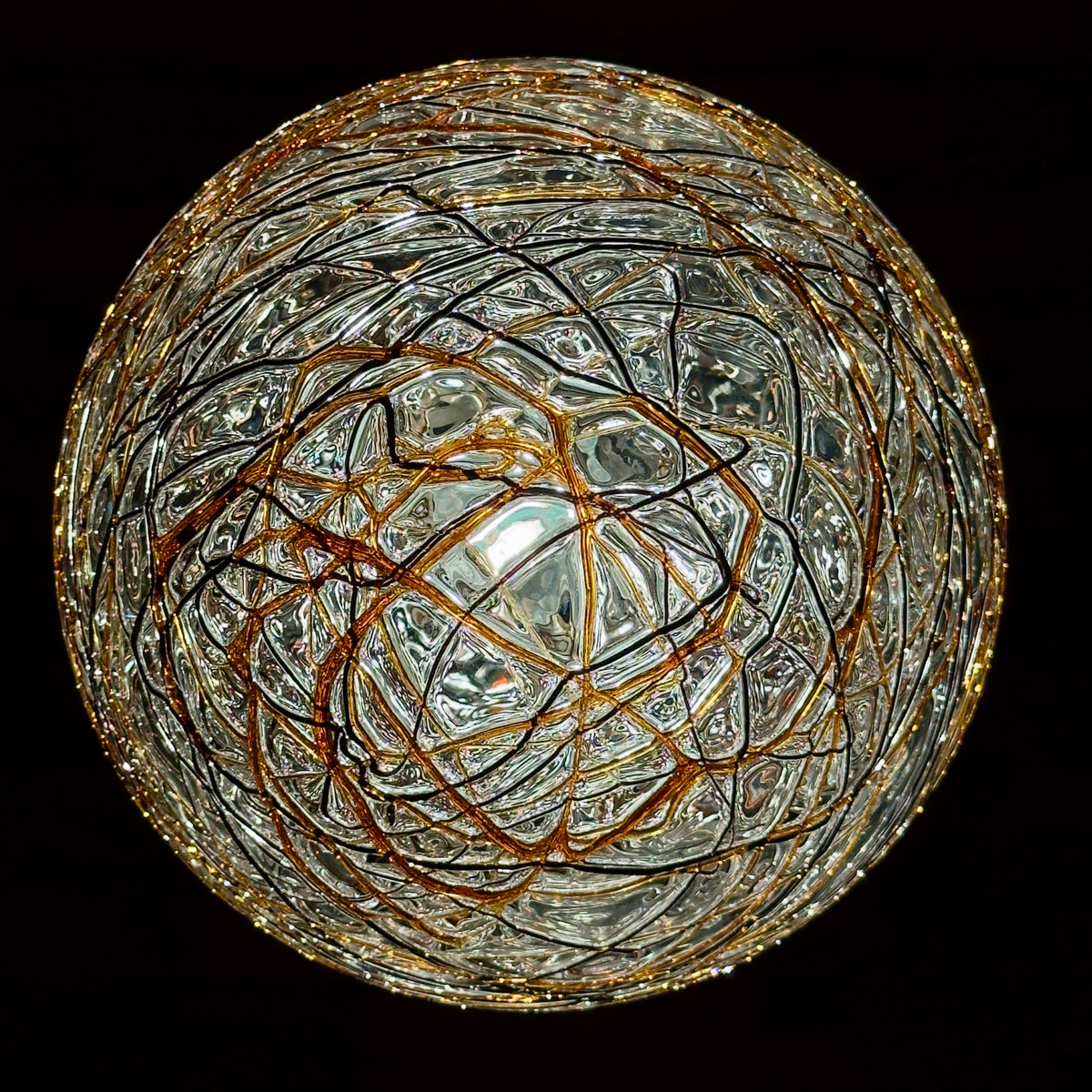 Vintage Murano sphere ball pendant lamp, Italy 1960s