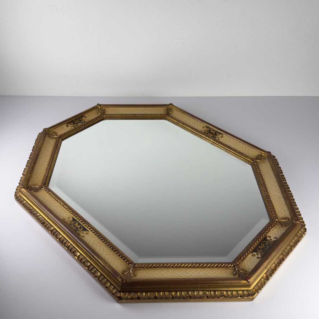 Vintage Large Wooden Wall Mirror, Italy 1930s