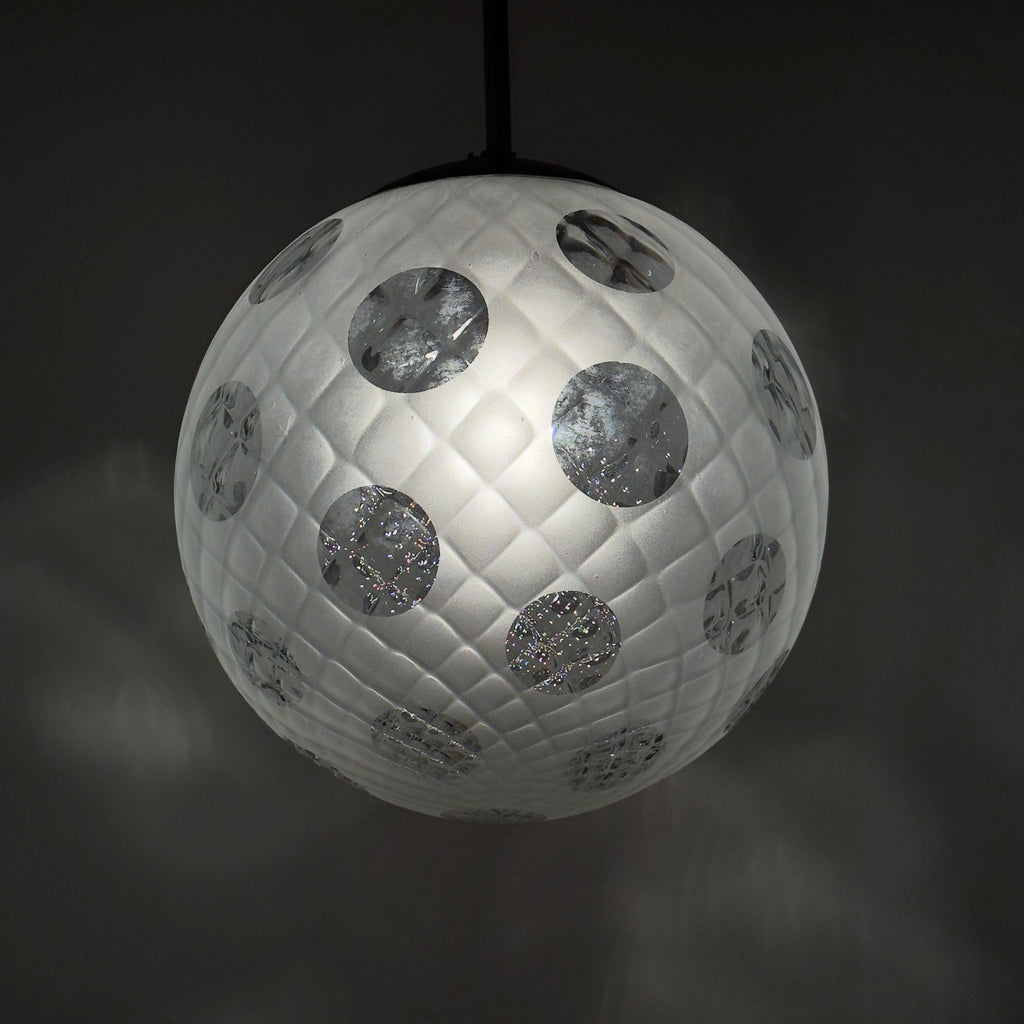 Vintage murano sphere ball pendant lamp Italy 1950s, Mid-century italian lighting