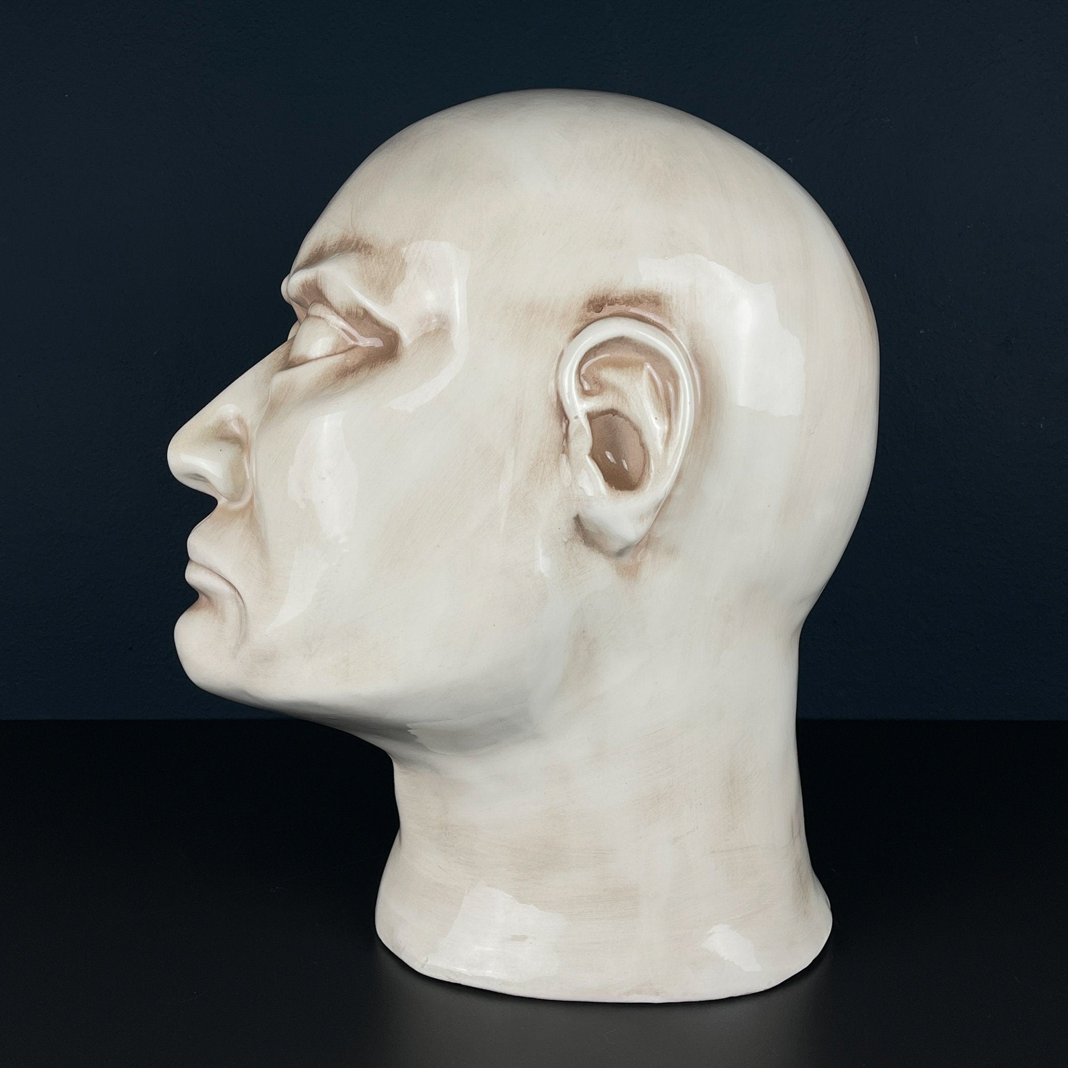 Large ceramic bust Man, Italy 1970s, Vintage home decor