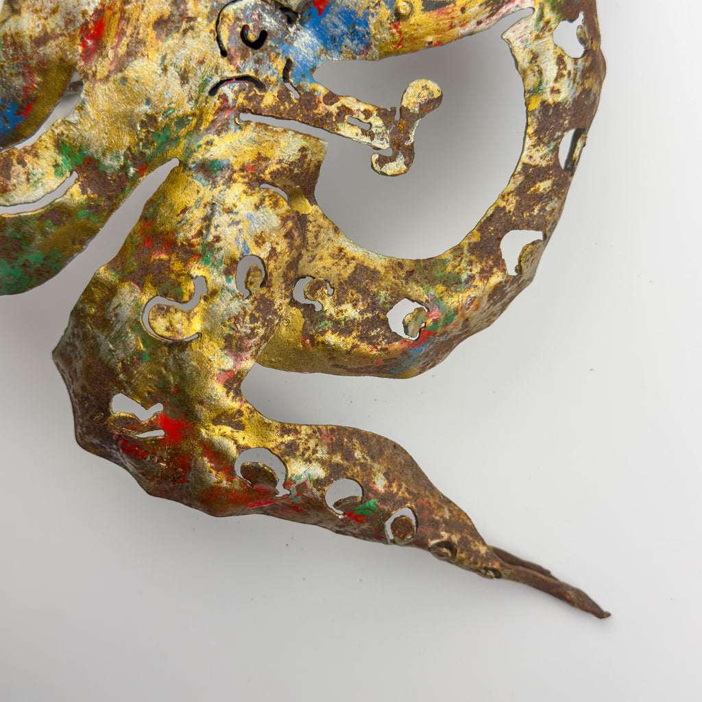 Original metal Brutalist wall lamp Octopus by Salvino Marsura, Italy 1980s