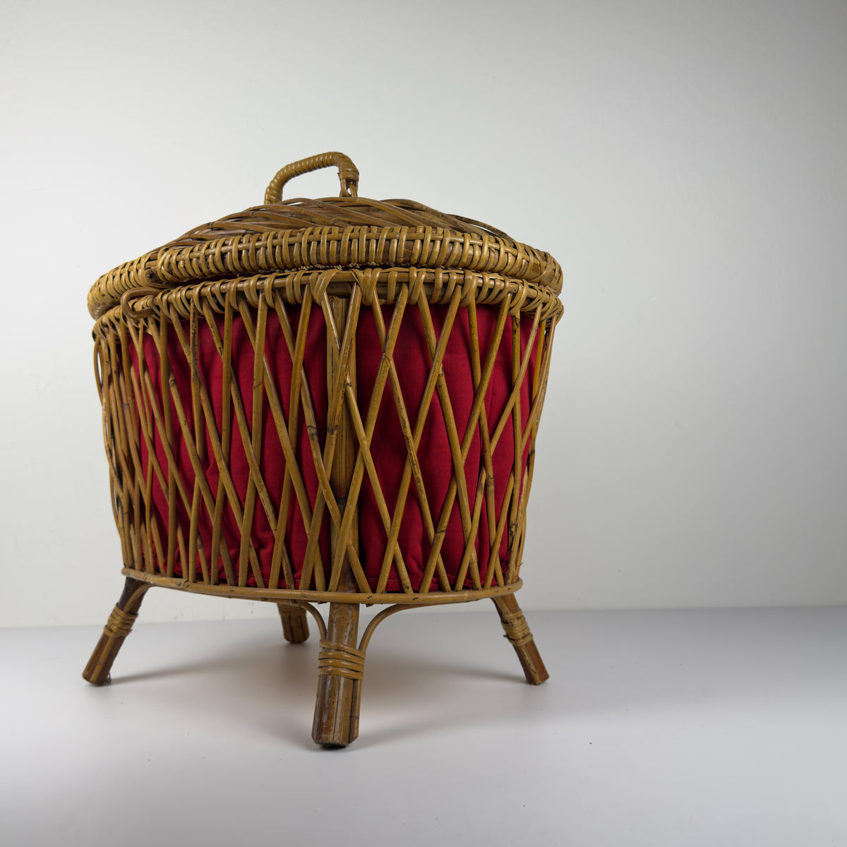 Vintage rattan basket, Italy 1950s