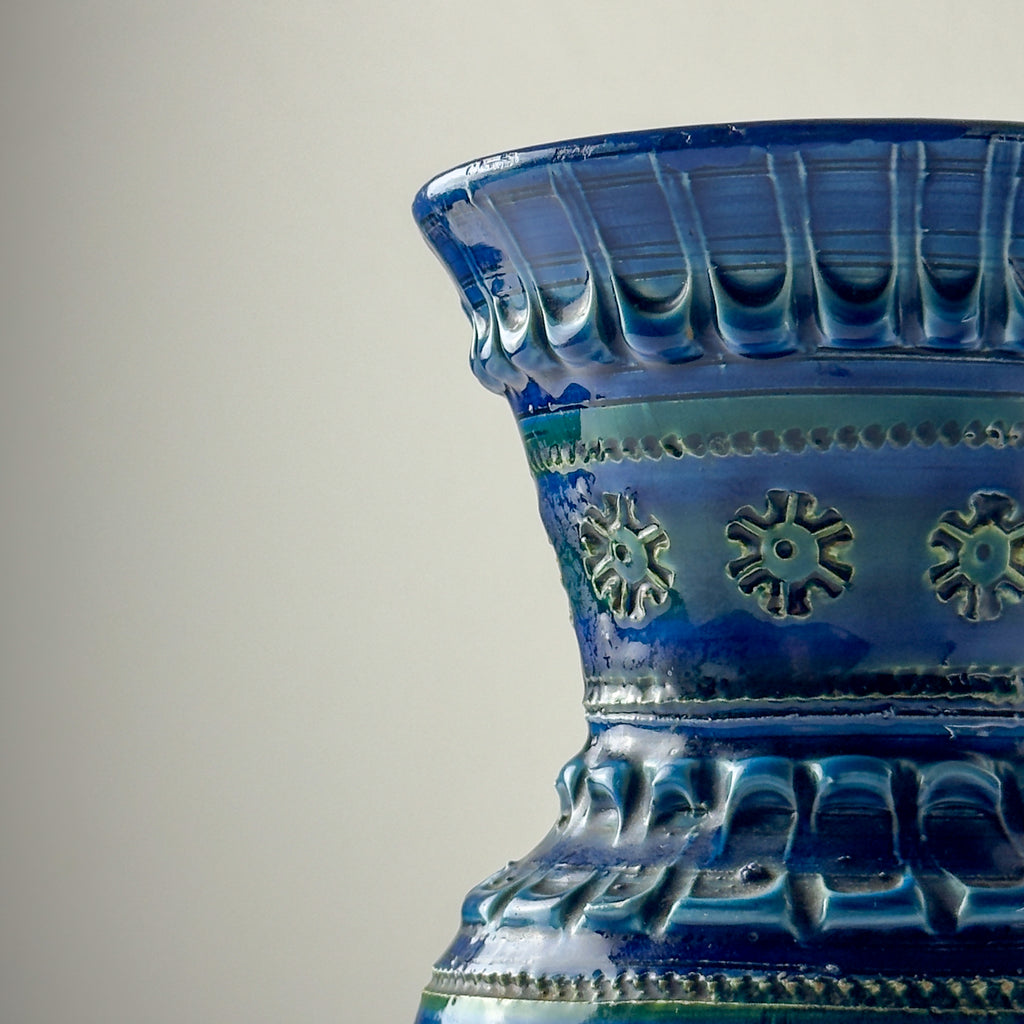 Vintage ceramic vase Rimini Blue, design Aldo Londi, Bitossi Italy 1970s