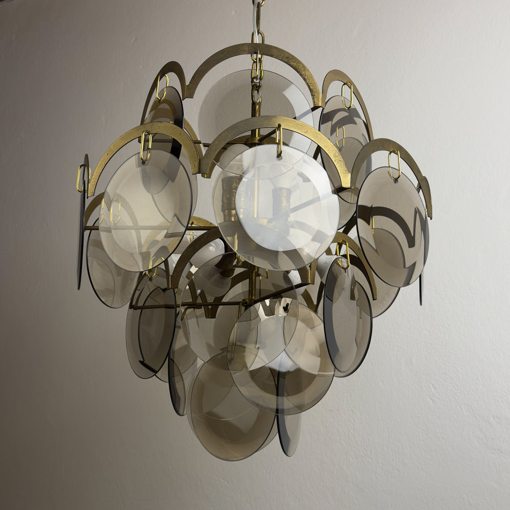 Smoked Murano chandelier by Gino Vistosi, Italy 1970s