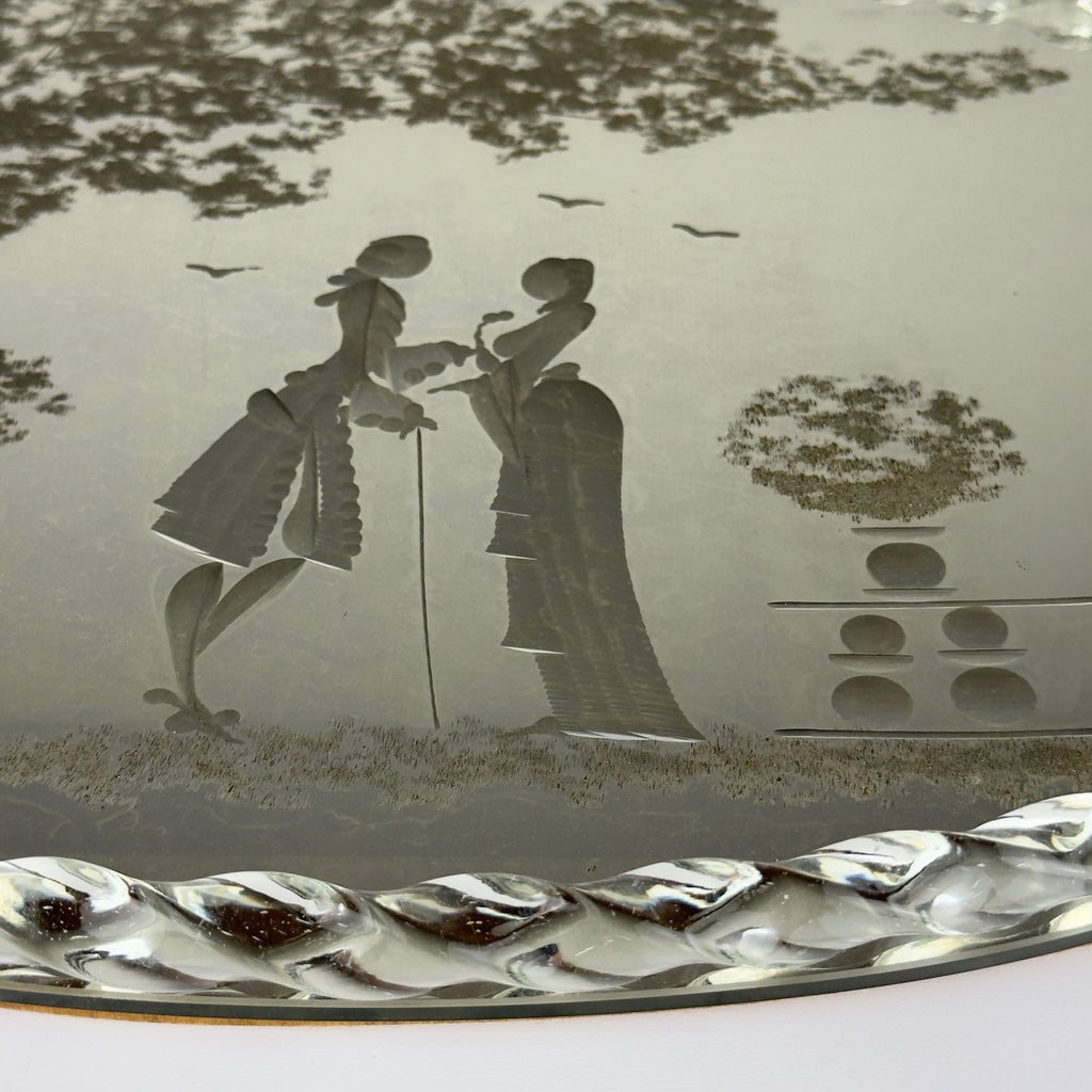 Vintage Venetian glass Mirror Tray, Italy 1950s