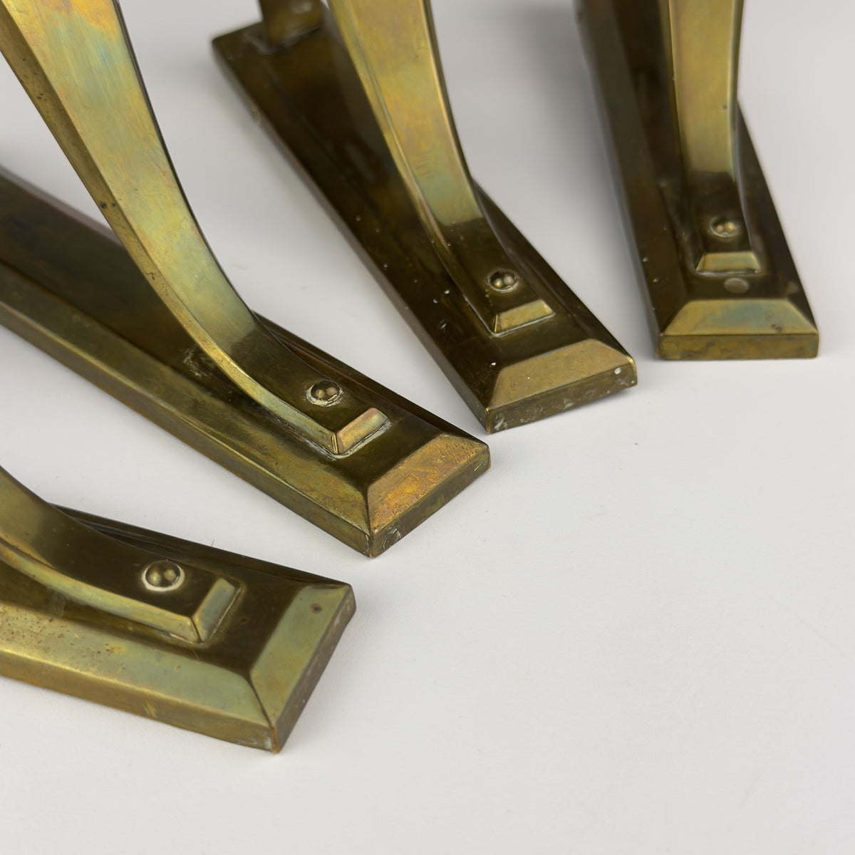 Antique Art Nouveau Brass Curtain Rod Brackets, Set of 4, Austria 1900s