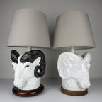 Vintage table lamps Ram Head, Italy 1970s Set of 2