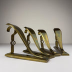 Antique Art Nouveau Brass Curtain Rod Brackets, Set of 4, Austria 1900s