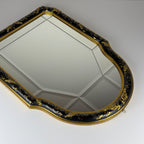 Vintage Venetian Chinoiserie Wall Mirror, Italy 1950s, Black and Gold Painted