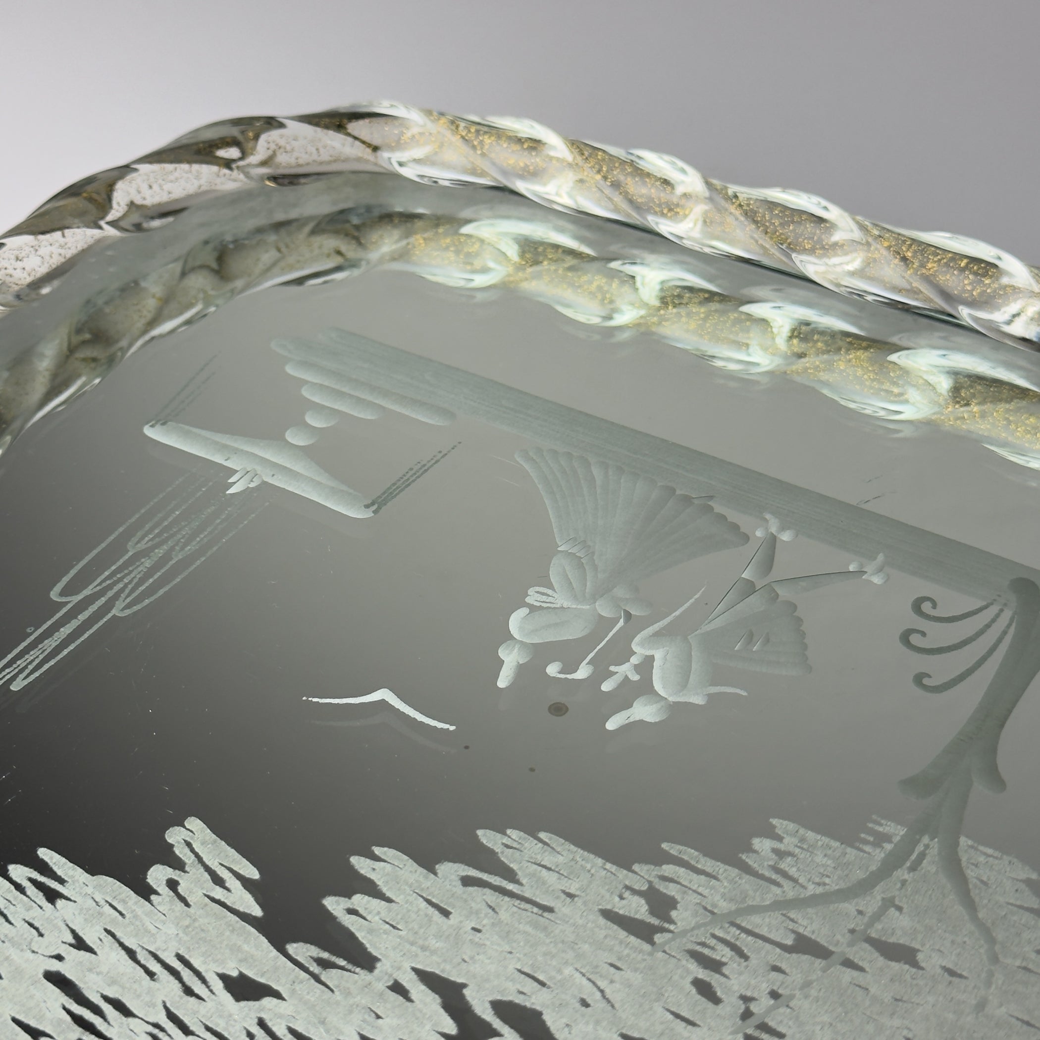 Vintage Venetian Murano glass Mirror Tray, Italy 1950s