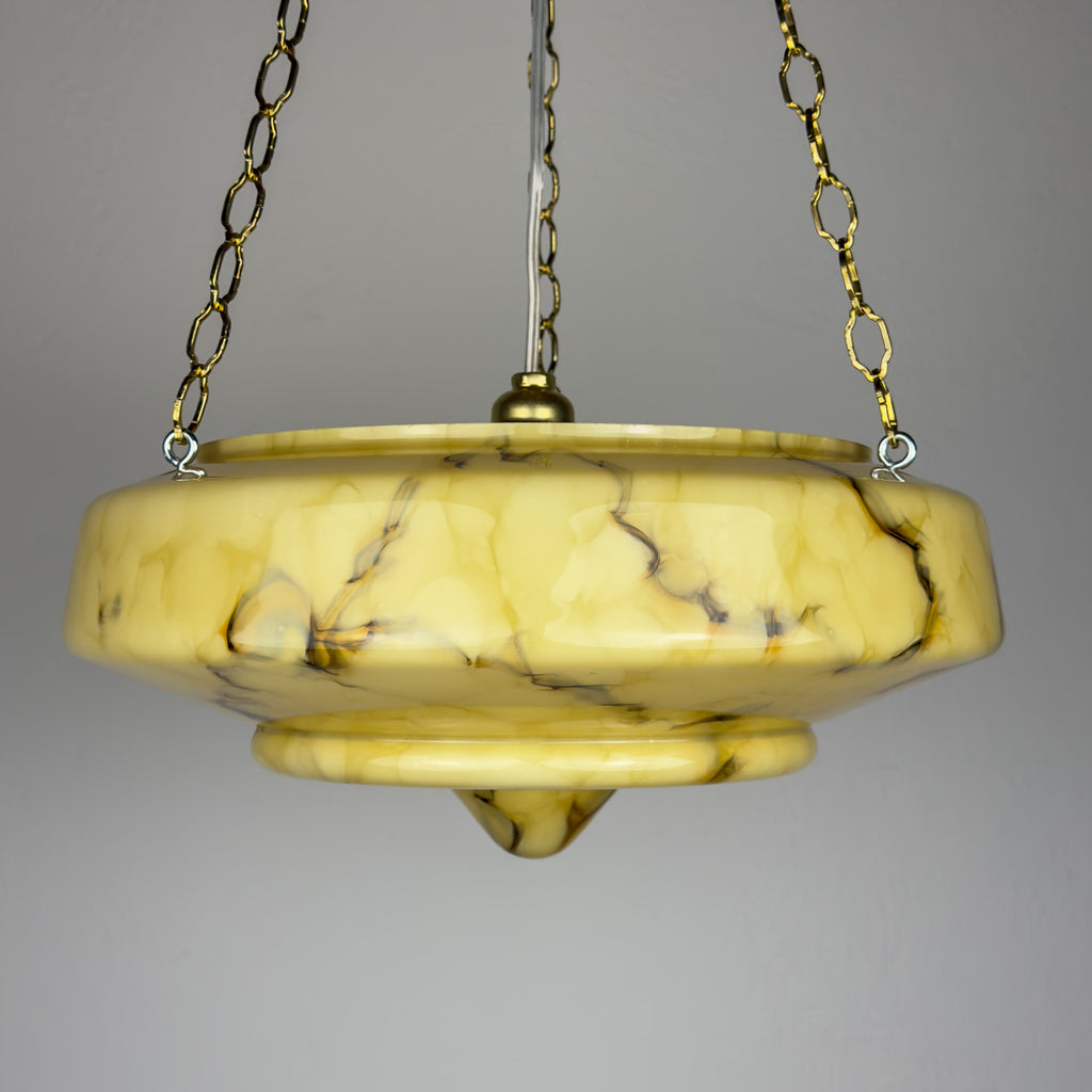 Art Deco yellow glass pendant lamp, Italy 1930s