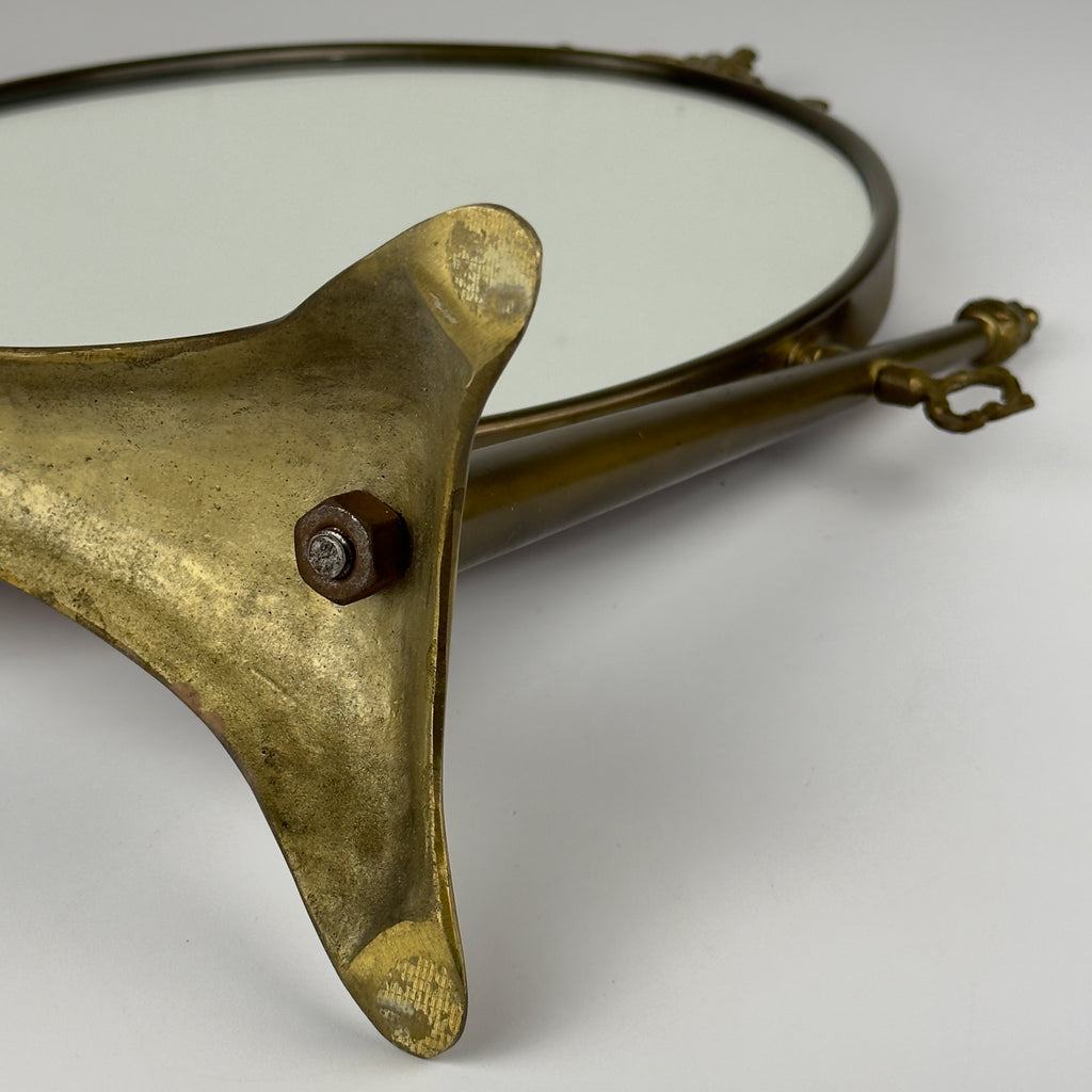 Vintage tabletop vanity mirror from brass, Italy, 1950s