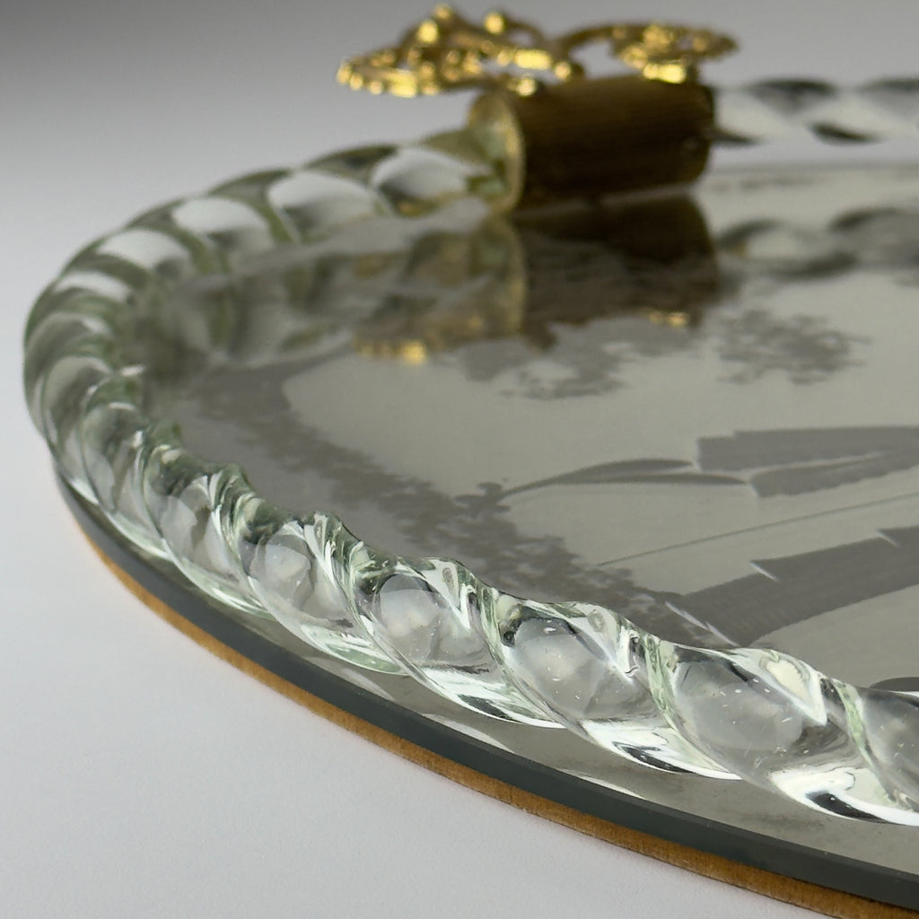 Vintage Venetian glass Mirror Tray, Italy 1950s