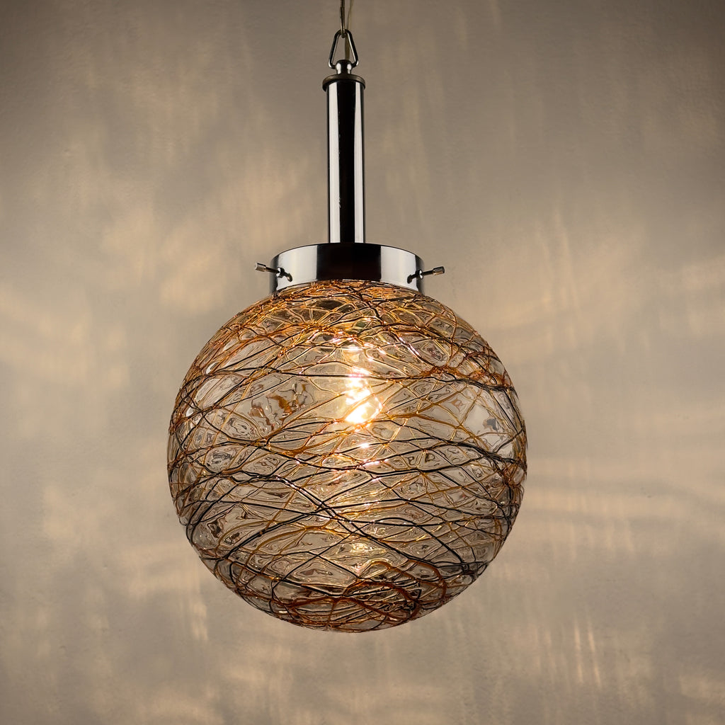 Vintage Murano sphere ball pendant lamp, Italy 1960s